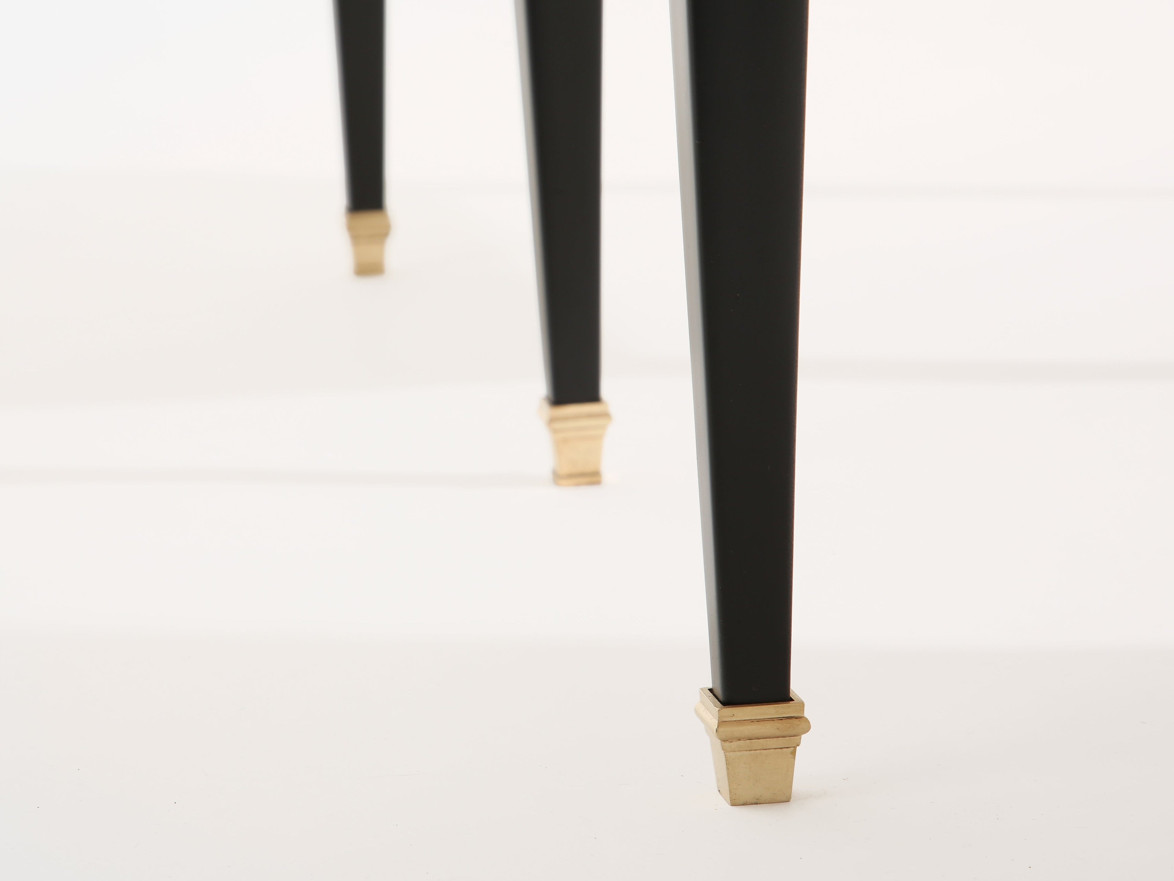 André Arbus attr. two metal bronze velvet neoclassical armchairs 1940s