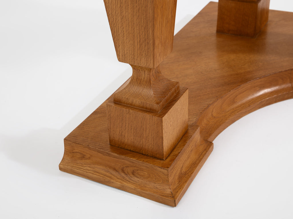André Arbus attr. pair of corner cabinets oak veneer and bronze 1940s