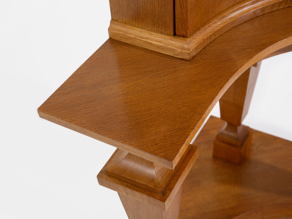 André Arbus attr. pair of corner cabinets oak veneer and bronze 1940s