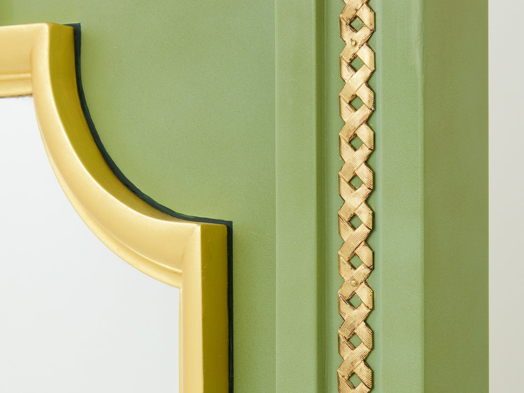 André Arbus pair of celadon green lacquered wardrobes gilt brass 1930