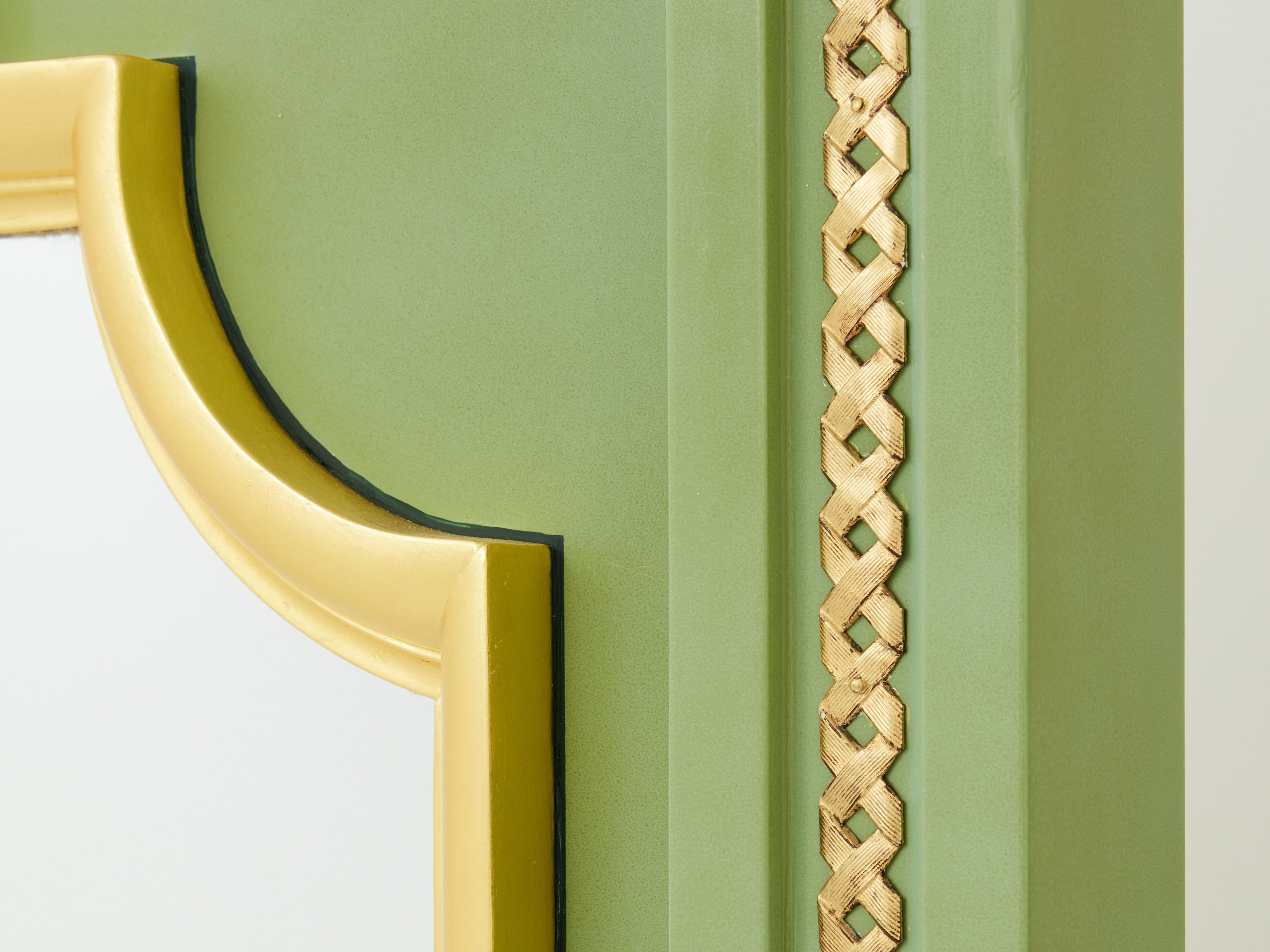 André Arbus pair of celadon green lacquered wardrobes gilt brass 1930