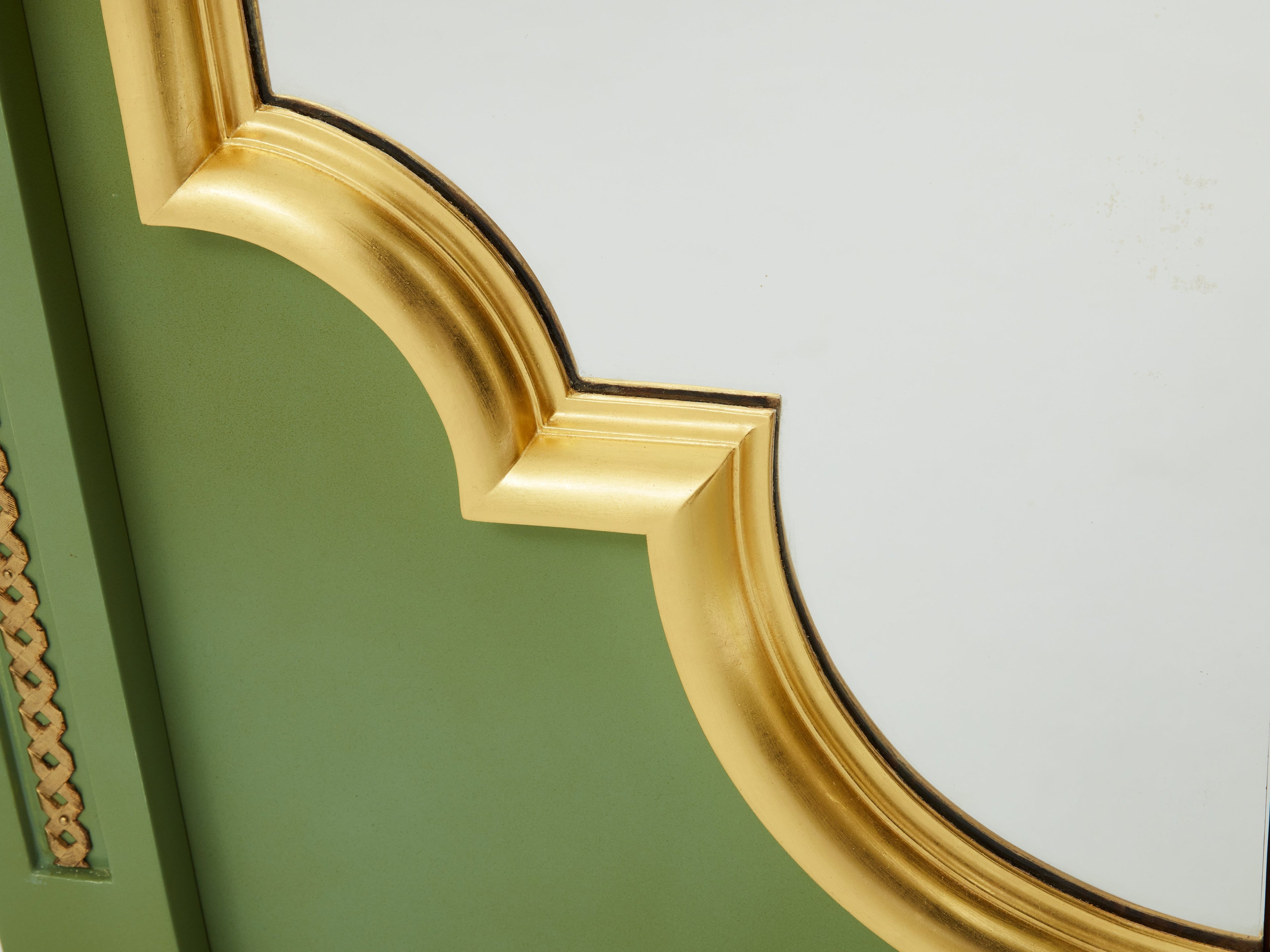 André Arbus pair of celadon green lacquered wardrobes gilt brass 1930