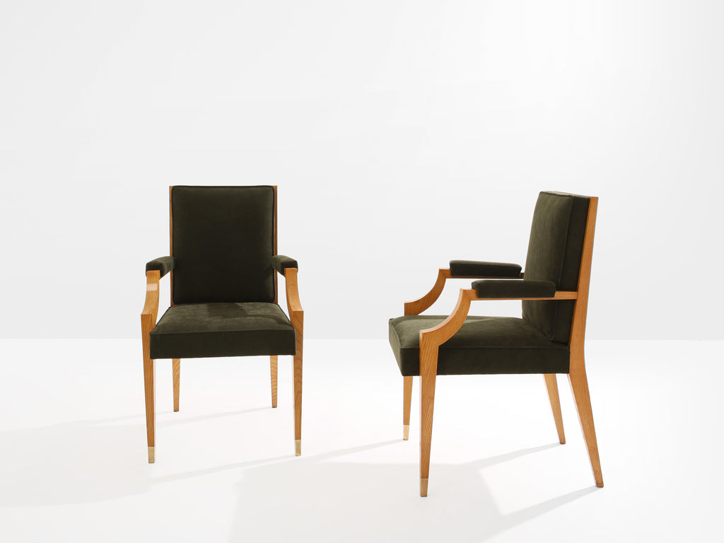 André Arbus set of four ash wood neoclassical armchairs 1940s
