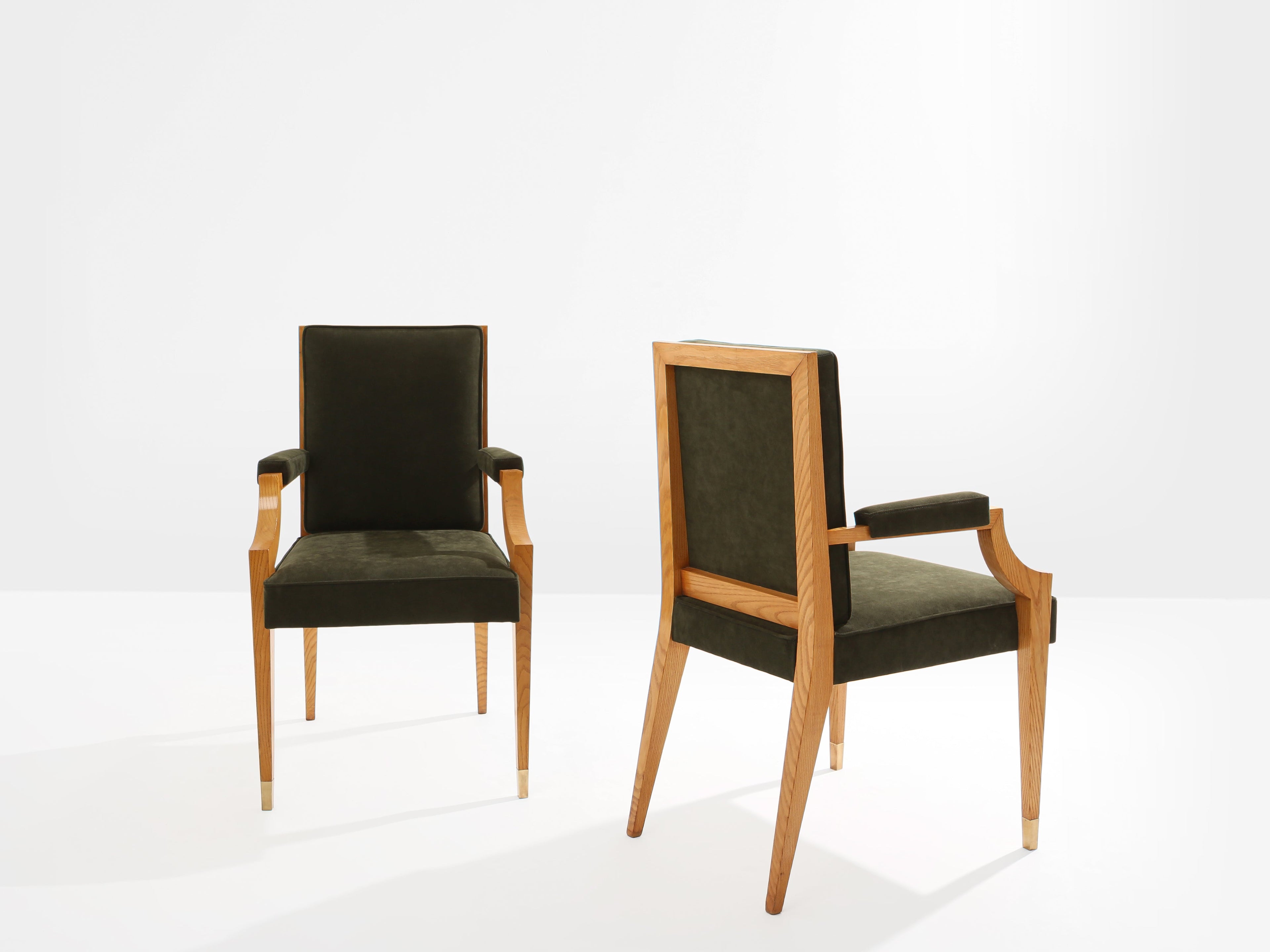 André Arbus set of four ash wood neoclassical armchairs 1940s
