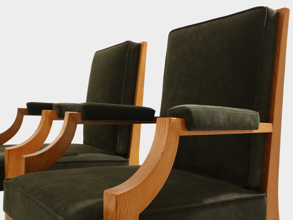 André Arbus set of four ash wood neoclassical armchairs 1940s