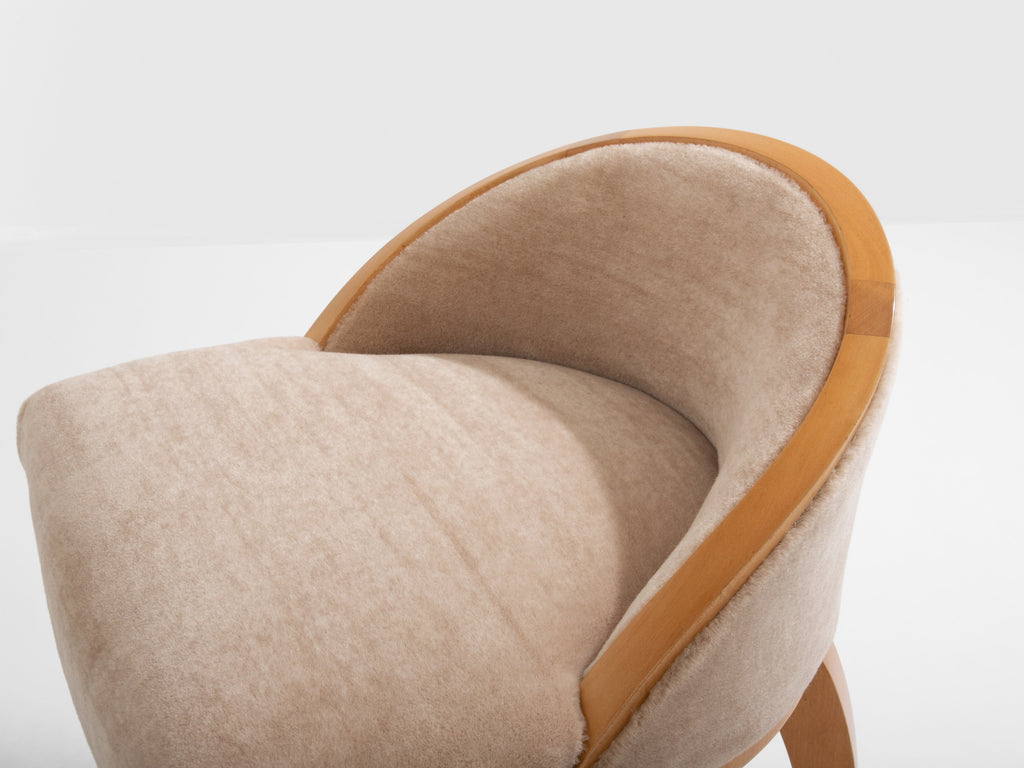 André Arbus sycamore mohair velvet desk or vanity table chair 1934