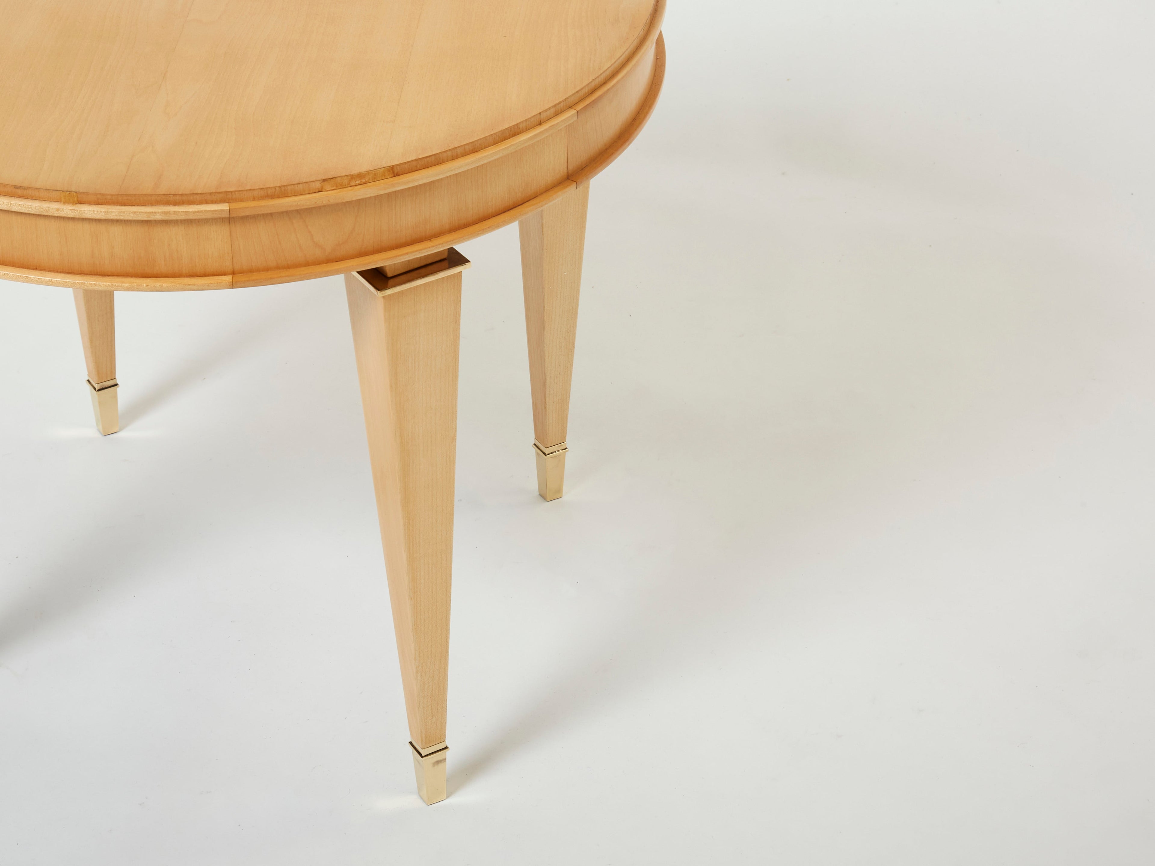 André Arbus pair of sycamore brass neoclassical gueridon tables 1940s