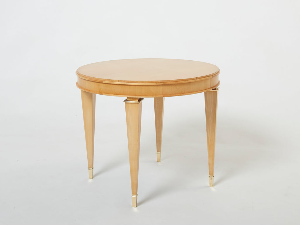 André Arbus pair of sycamore brass neoclassical gueridon tables 1940s