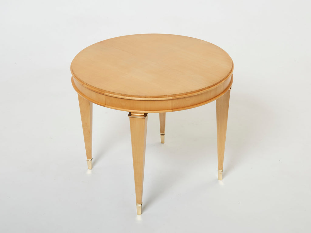 André Arbus pair of sycamore brass neoclassical gueridon tables 1940s