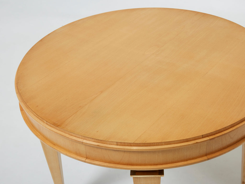André Arbus pair of sycamore brass neoclassical gueridon tables 1940s