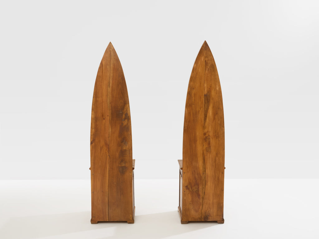 Andrea Salvetti pair of neo-gothic chairs solid pine 1994