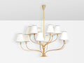 Angelo Lelii for Arredoluce brass crystal glass chandelier 1940