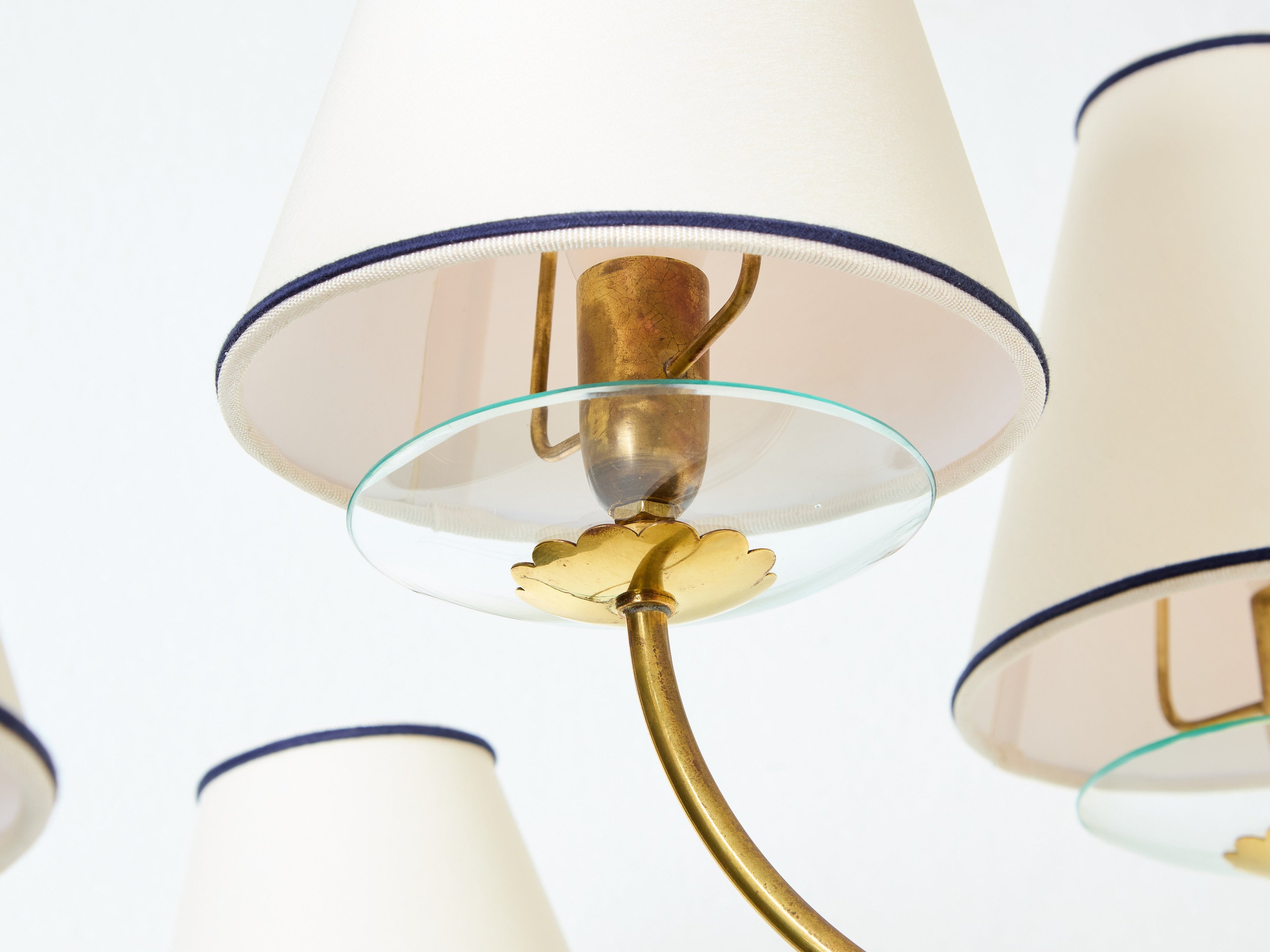 Angelo Lelii for Arredoluce brass crystal glass chandelier 1940