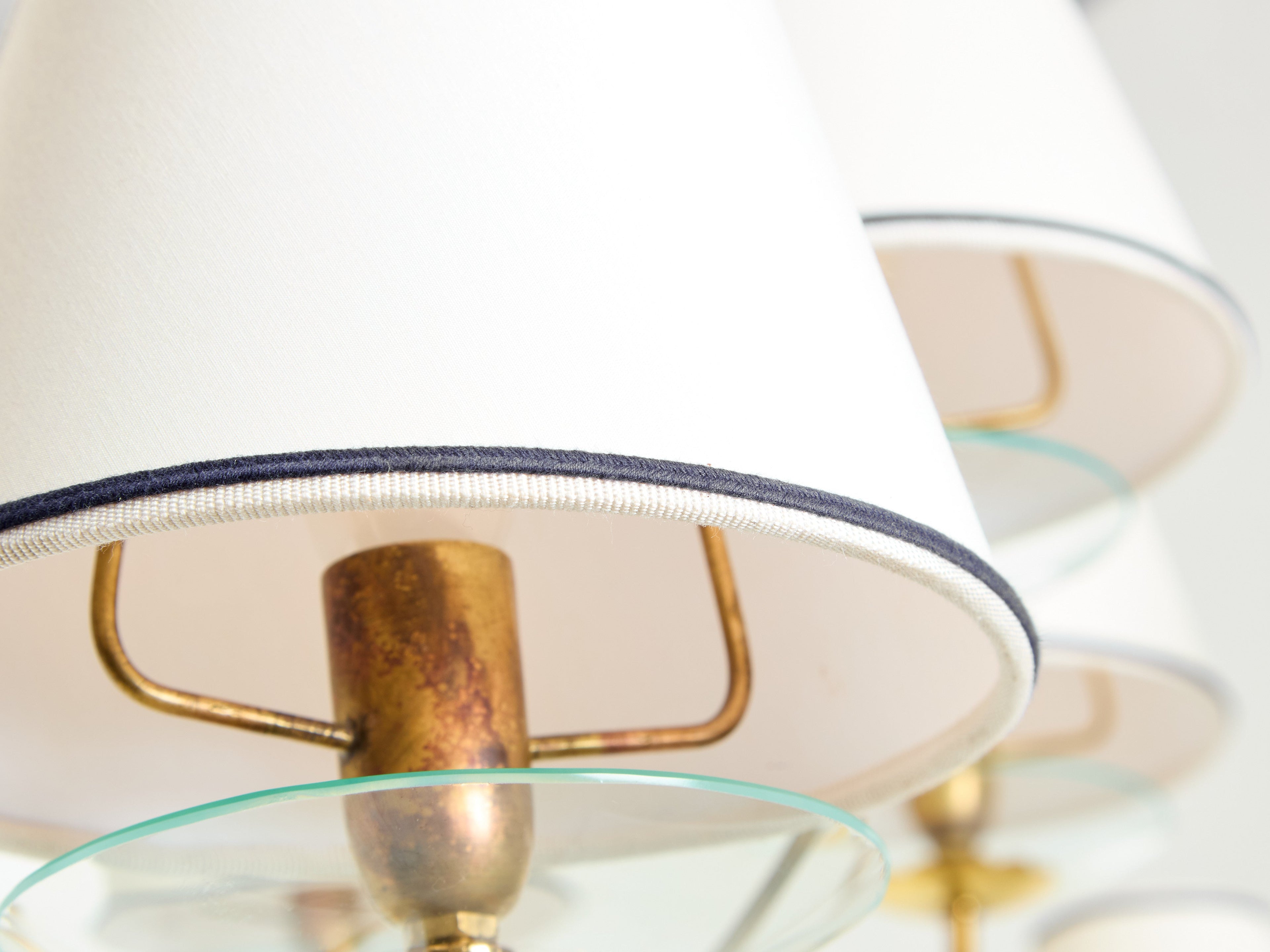 Angelo Lelii for Arredoluce brass crystal glass chandelier 1940