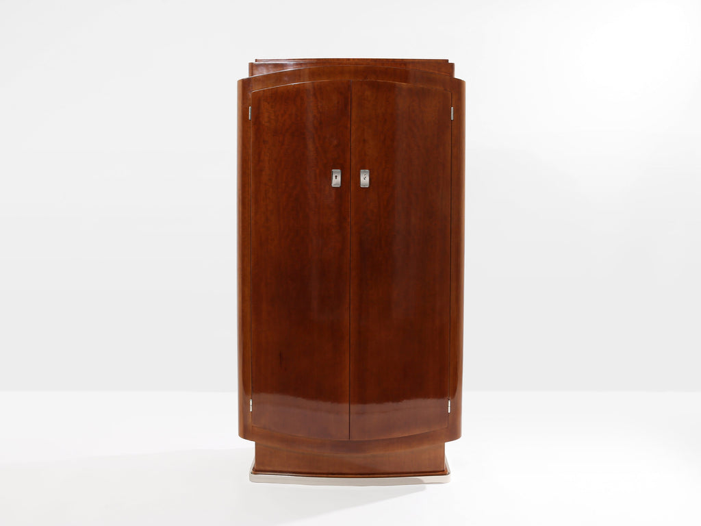 Jules Leleu mahogany cabinet nickeled metal 1930