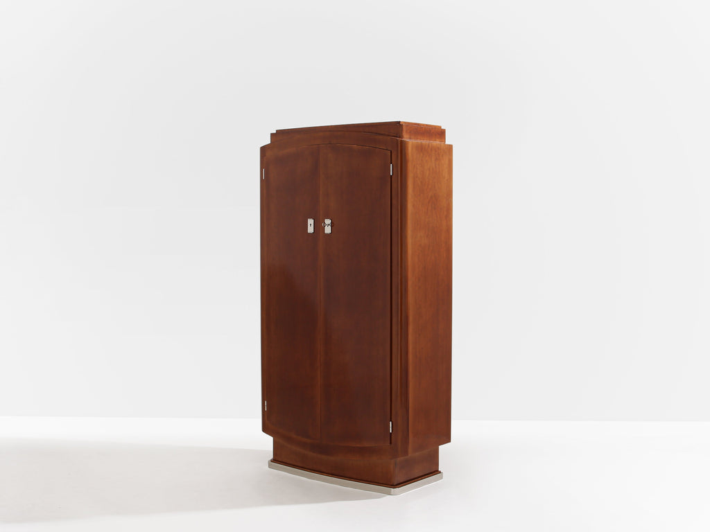 Jules Leleu mahogany cabinet nickeled metal 1930