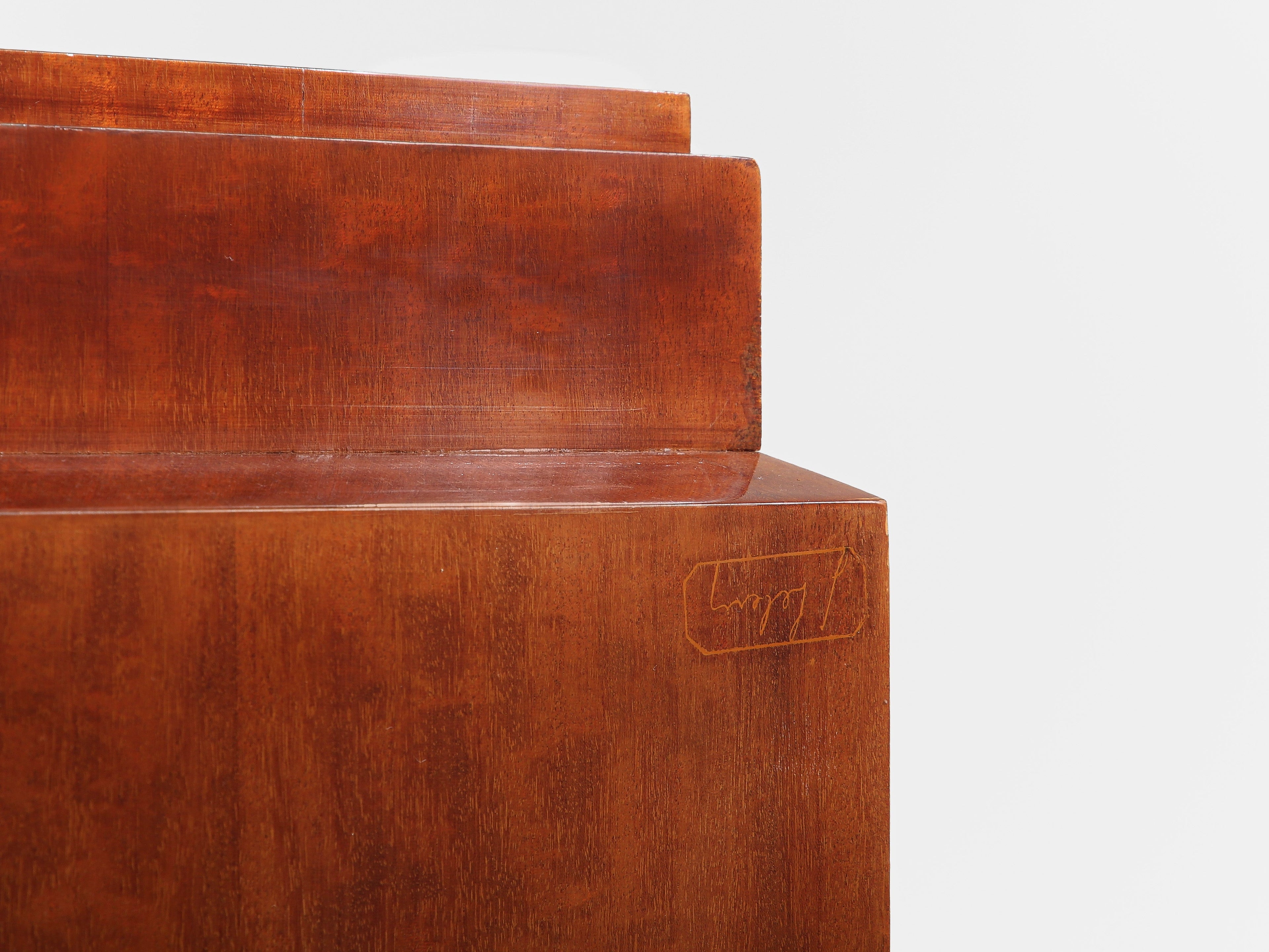 Jules Leleu mahogany cabinet nickeled metal 1930