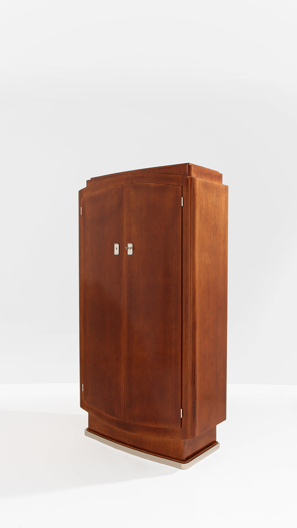 Jules Leleu mahogany cabinet nickeled metal 1930