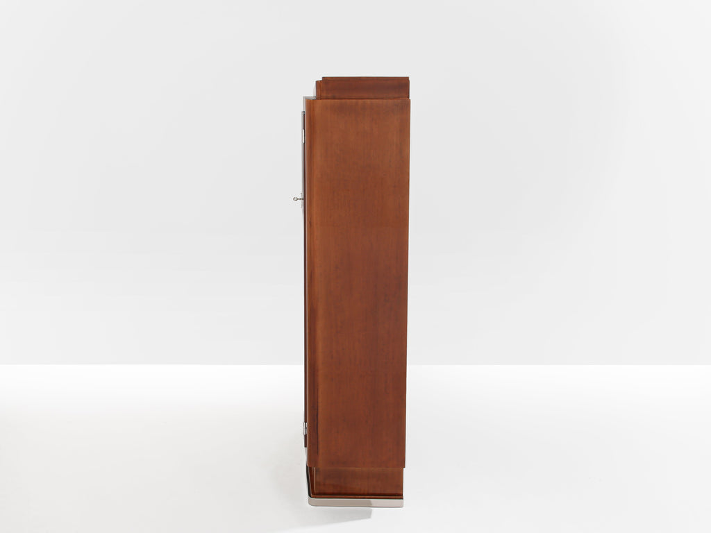 Jules Leleu mahogany cabinet nickeled metal 1930