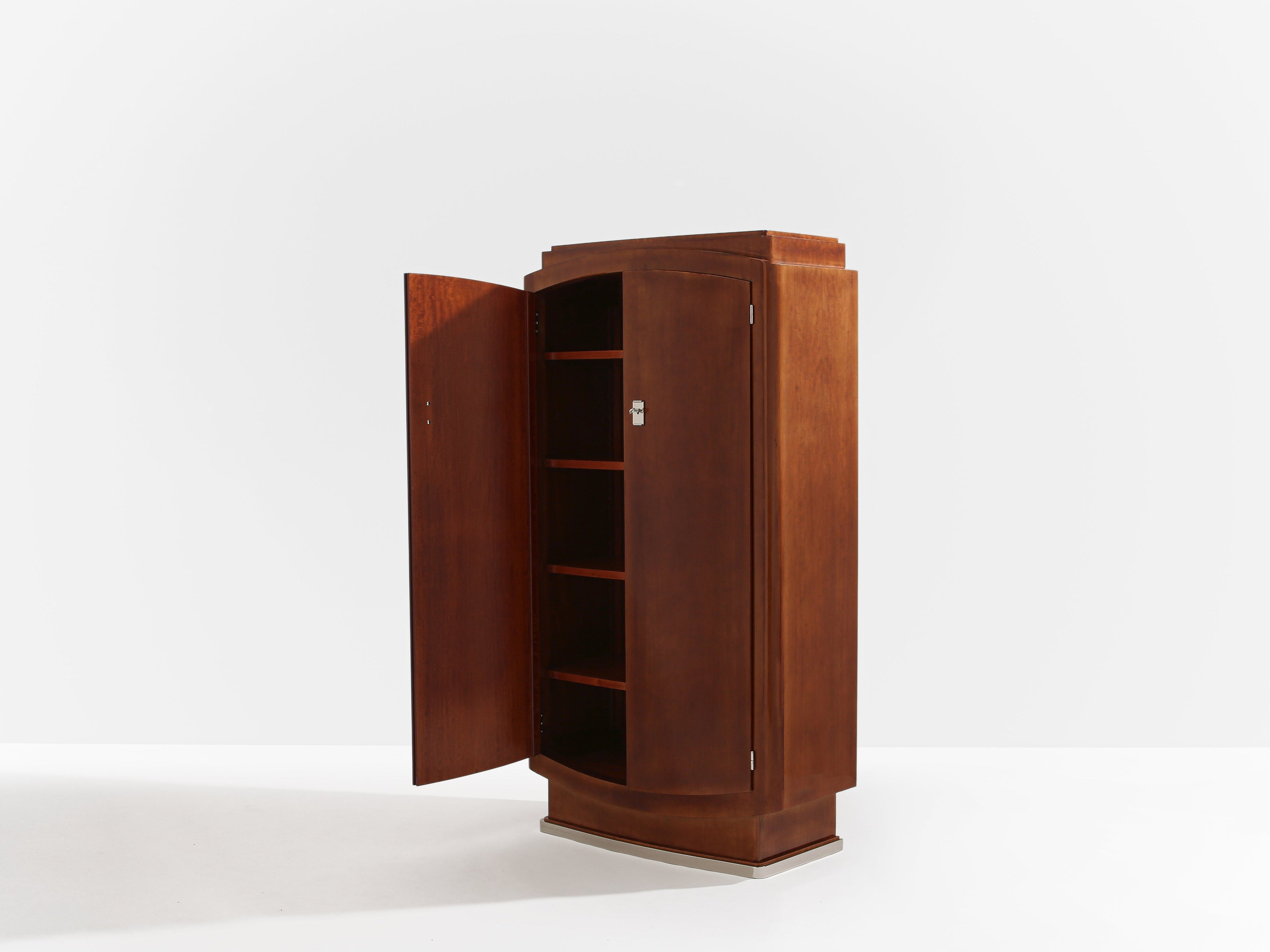 Jules Leleu mahogany cabinet nickeled metal 1930