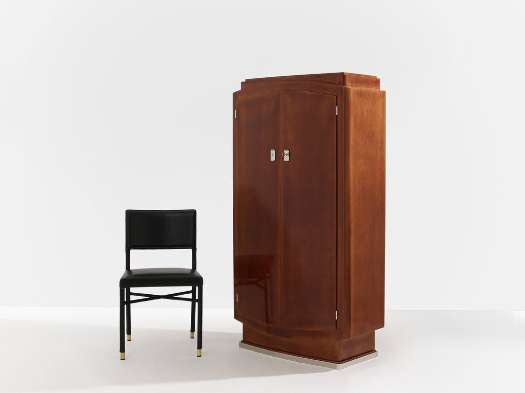 Jules Leleu mahogany cabinet nickeled metal 1930
