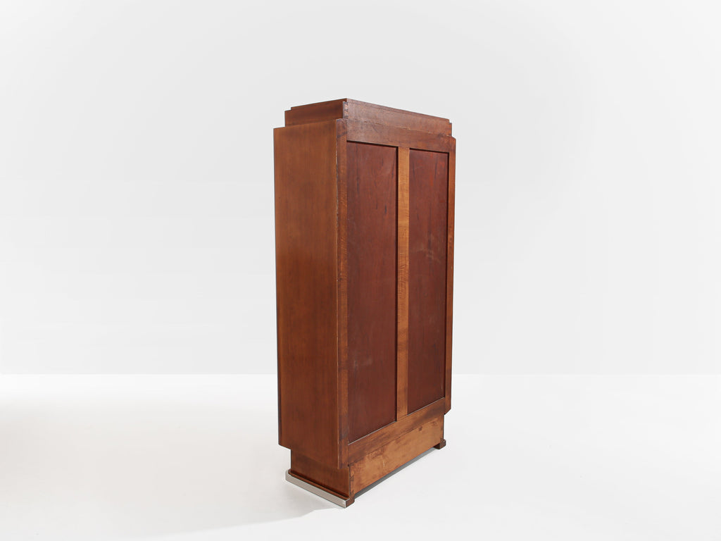 Jules Leleu mahogany cabinet nickeled metal 1930