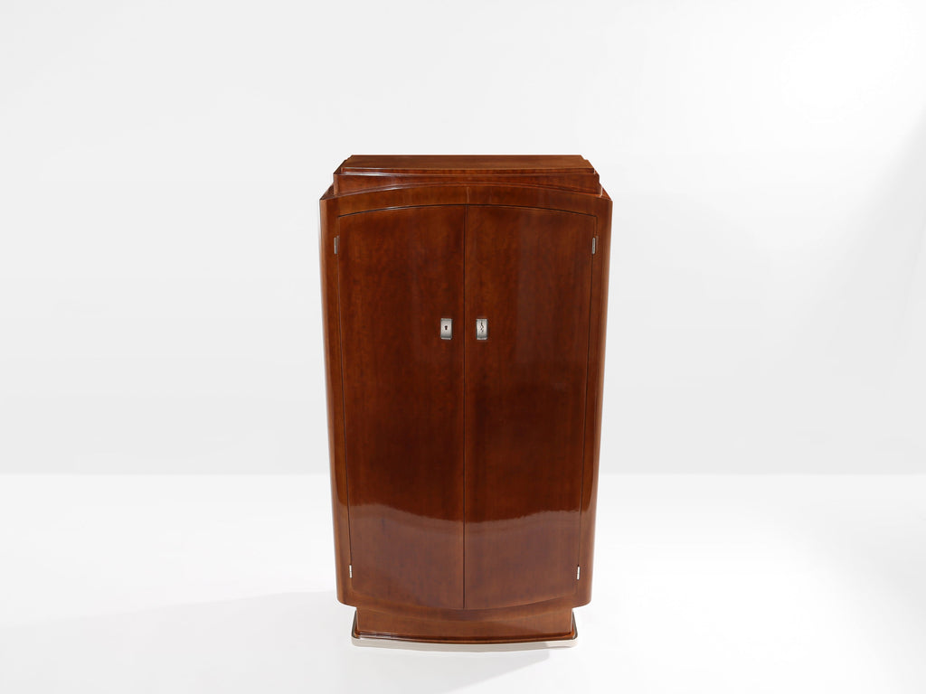 Jules Leleu mahogany cabinet nickeled metal 1930