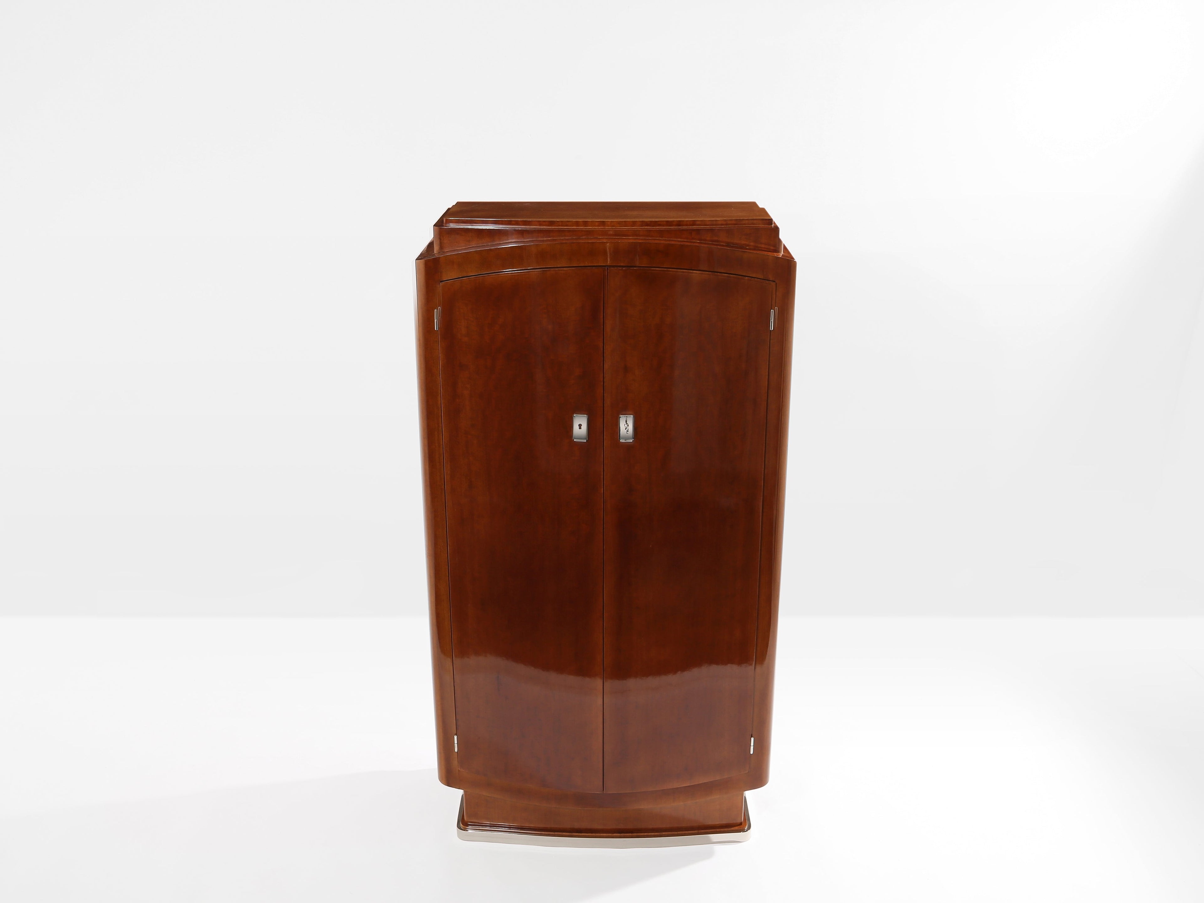 Jules Leleu mahogany cabinet nickeled metal 1930