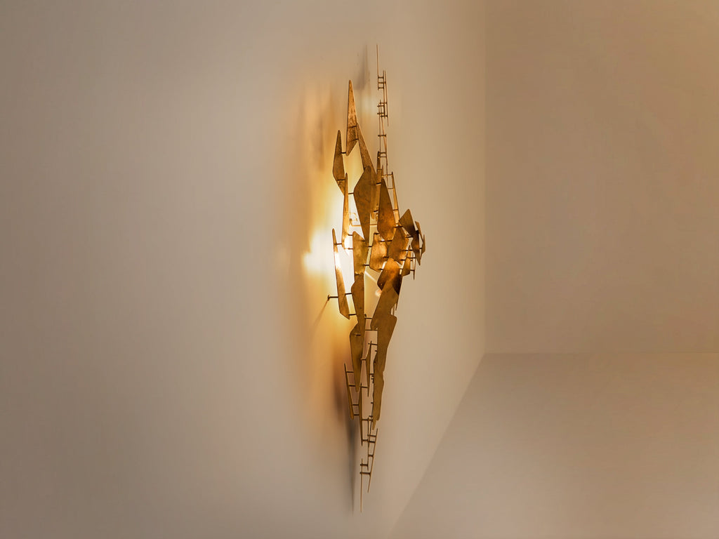 Auguste fix patinated metal wall light sculpture 1970s