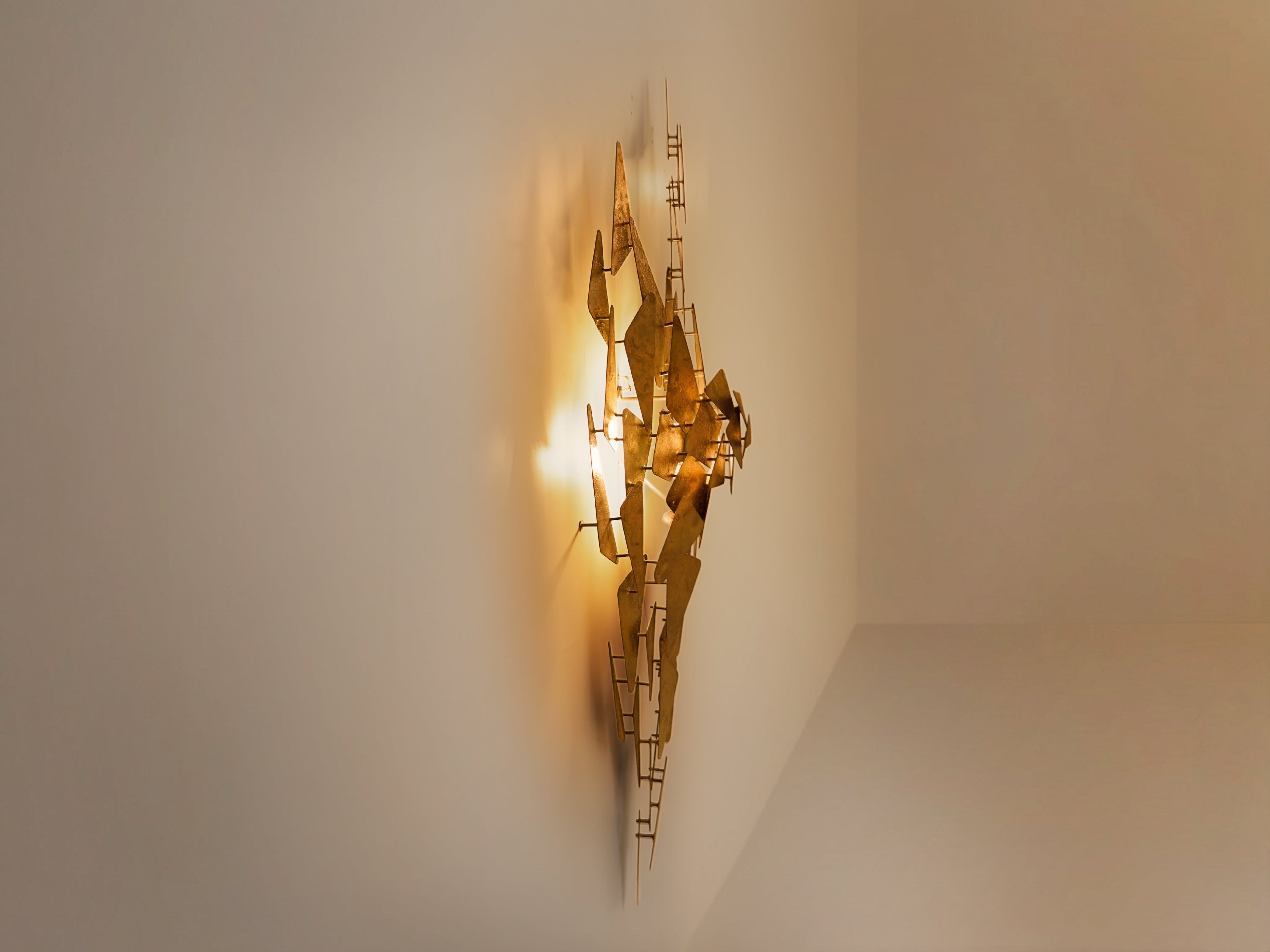 Auguste fix patinated metal wall light sculpture 1970s