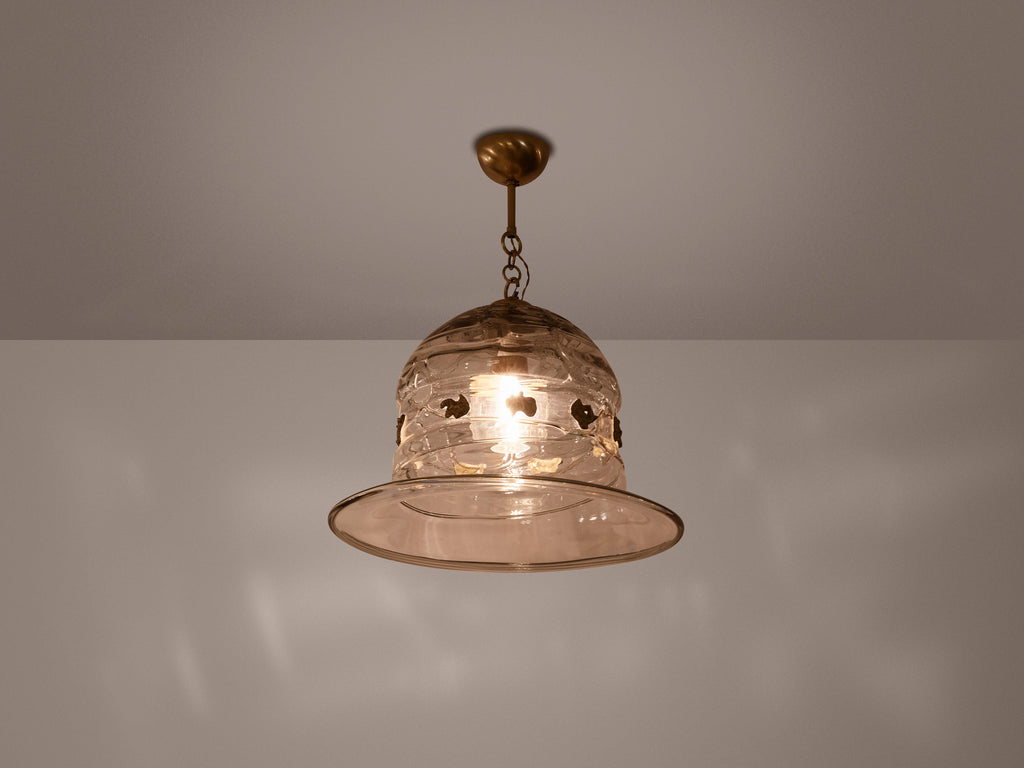 Barovier & Toso Murano Glass and Bronze Chandelier 1940