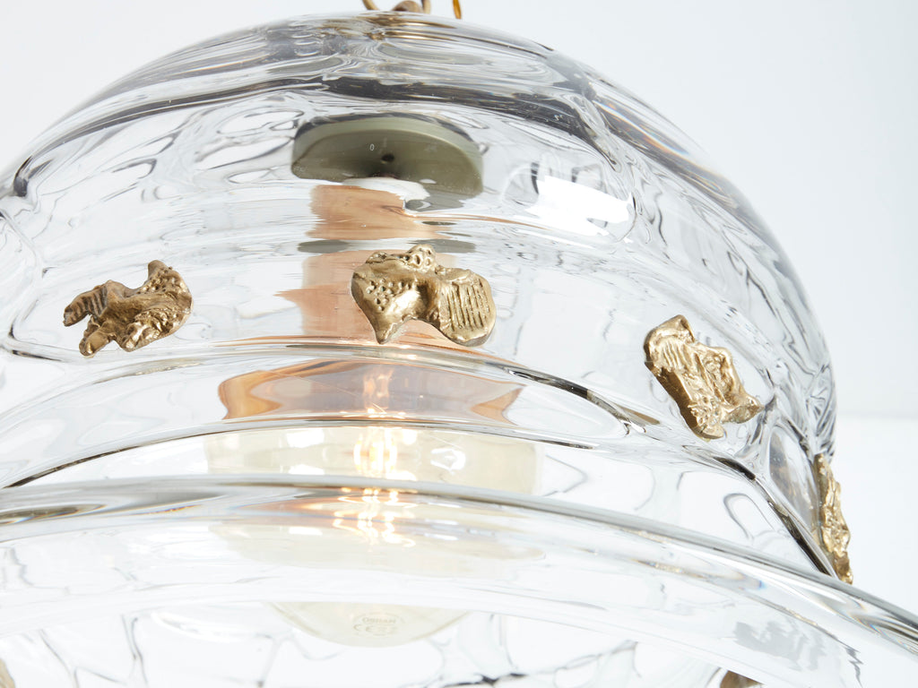 Barovier & Toso Murano Glass and Bronze Chandelier 1940