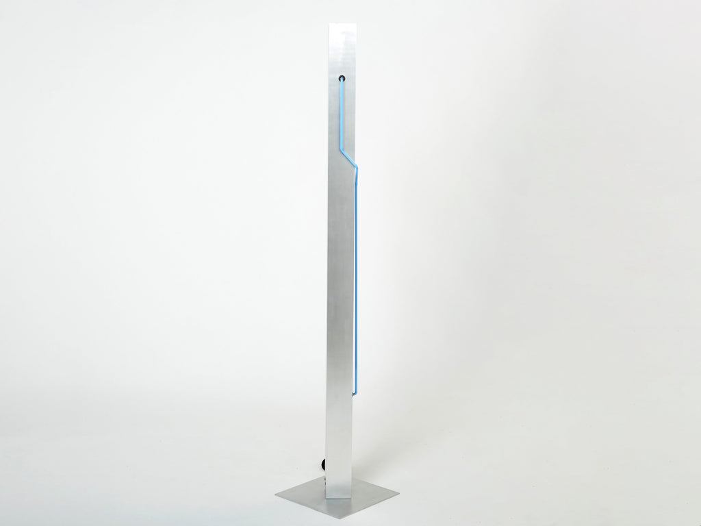 Blue Neon steel Floor Lamp by Rudi Stern and Dan Chelsea for Kovacs 1983