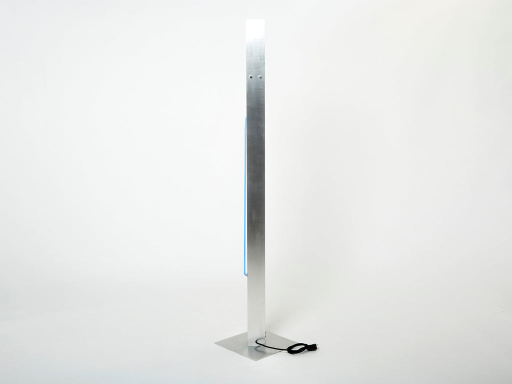 Blue Neon steel Floor Lamp by Rudi Stern and Dan Chelsea for Kovacs 1983