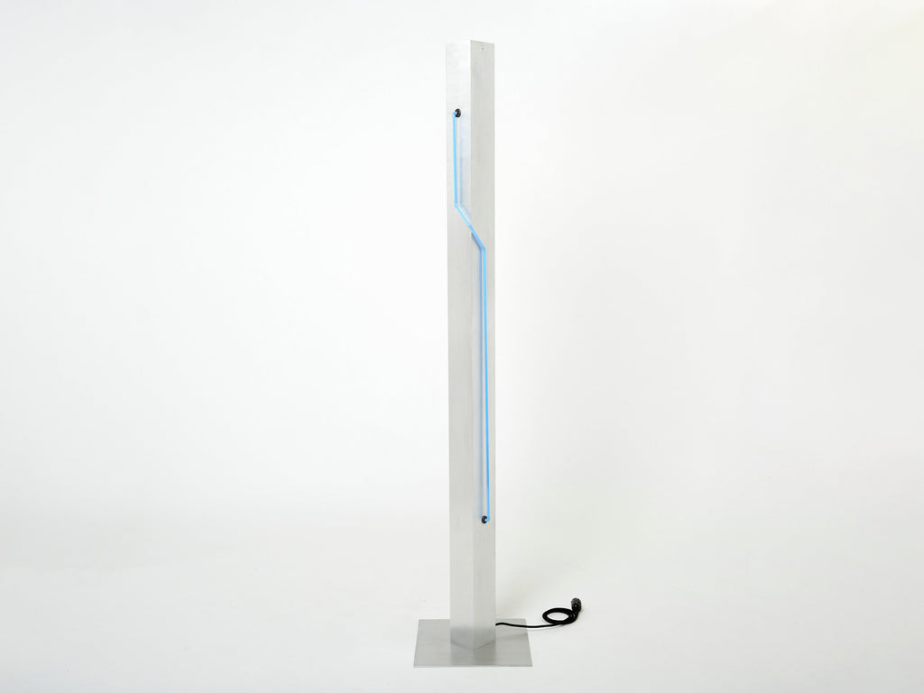 Blue Neon steel Floor Lamp by Rudi Stern and Dan Chelsea for Kovacs 1983