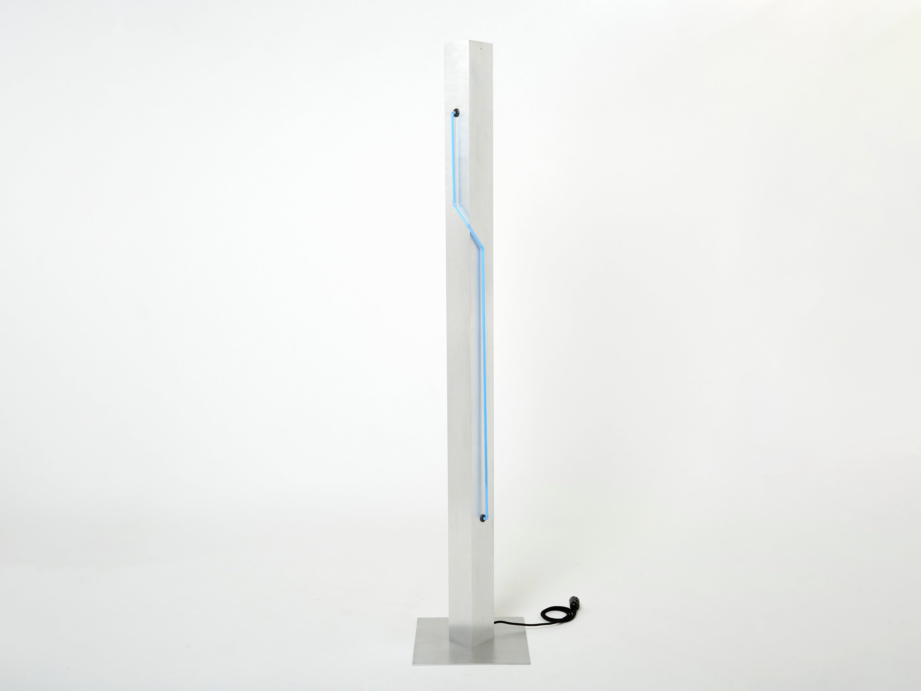 Blue Neon steel Floor Lamp by Rudi Stern and Dan Chelsea for Kovacs 1983