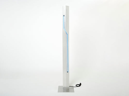 Blue Neon steel Floor Lamp by Rudi Stern and Dan Chelsea for Kovacs 1983