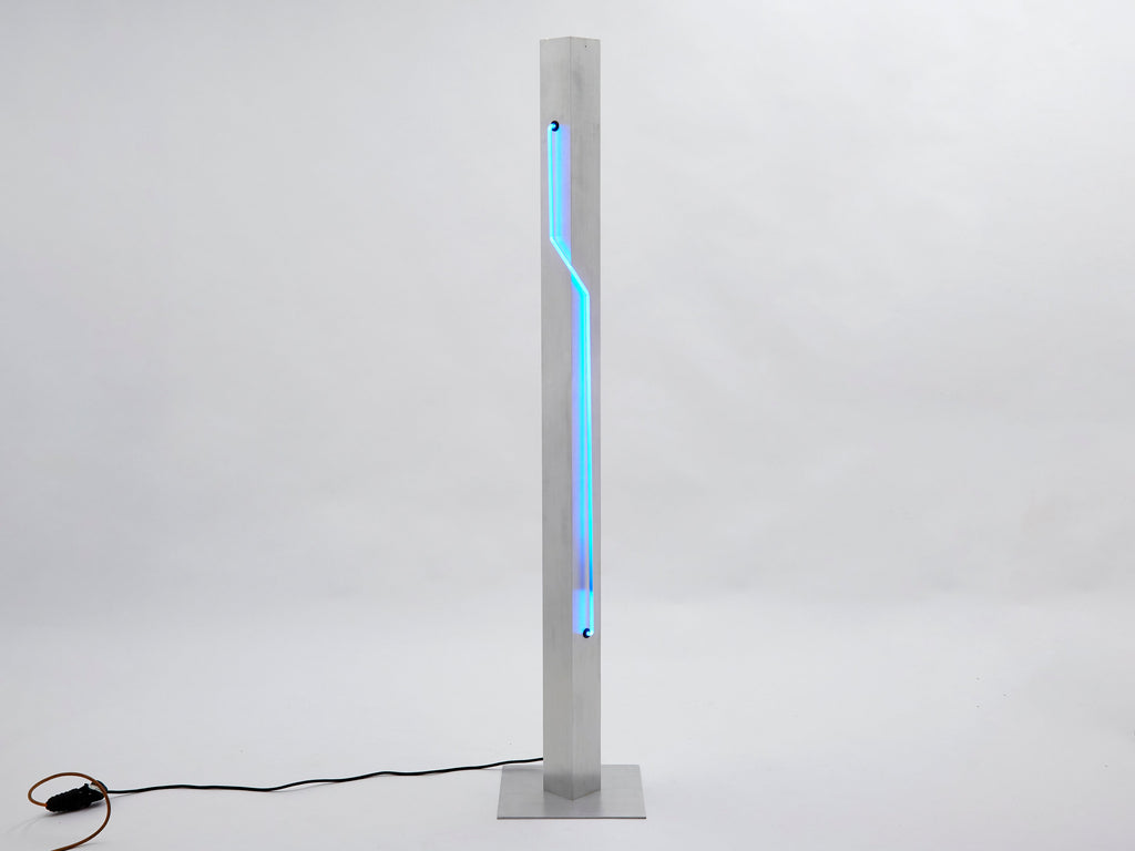 Blue Neon steel Floor Lamp by Rudi Stern and Dan Chelsea for Kovacs 1983