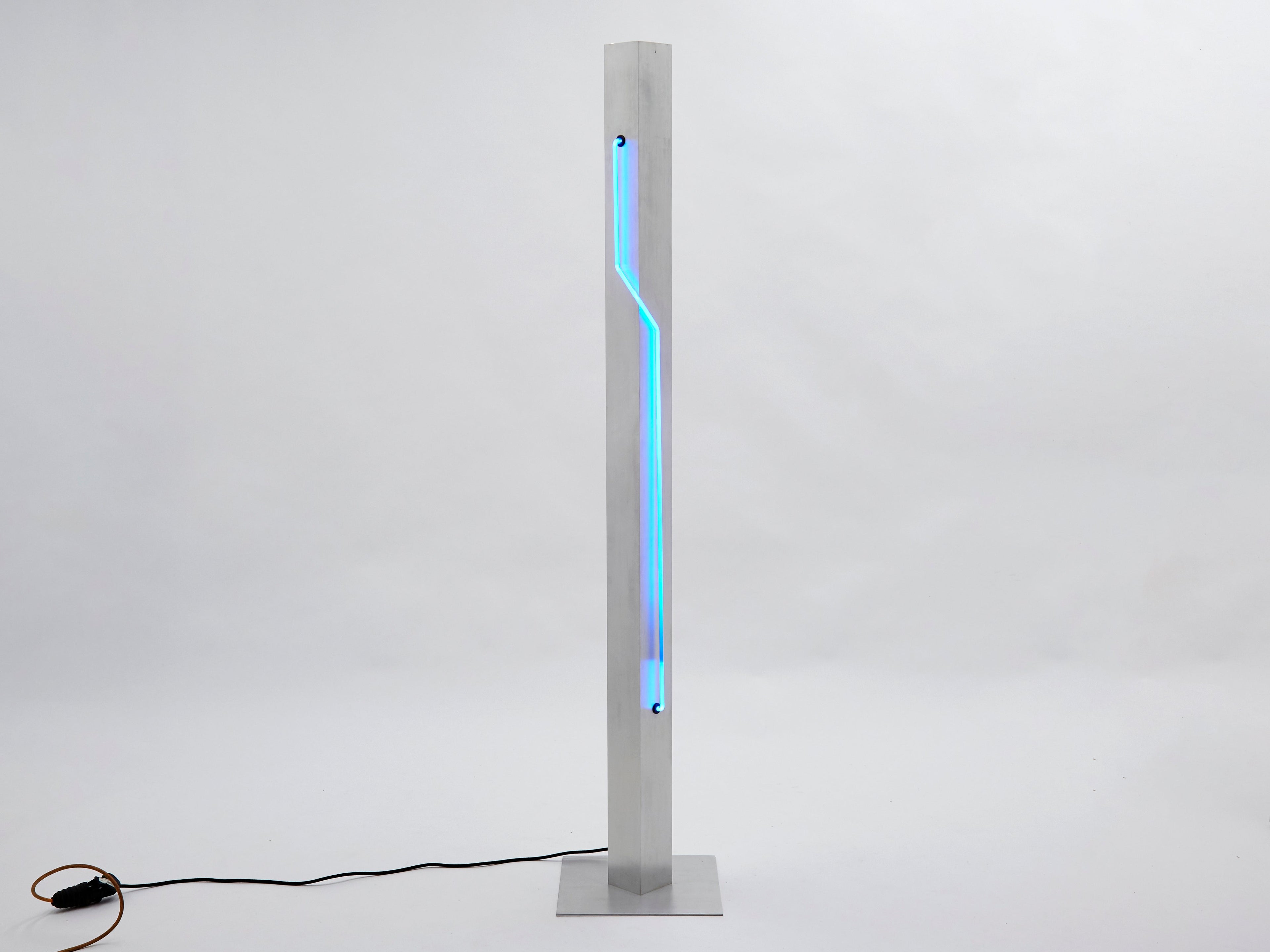 Blue Neon steel Floor Lamp by Rudi Stern and Dan Chelsea for Kovacs 1983