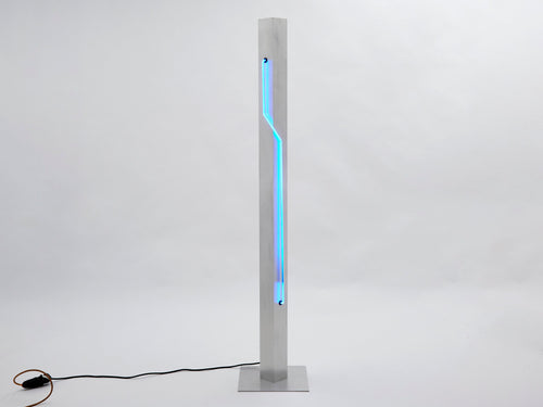 Blue Neon steel Floor Lamp by Rudi Stern and Dan Chelsea for Kovacs 1983