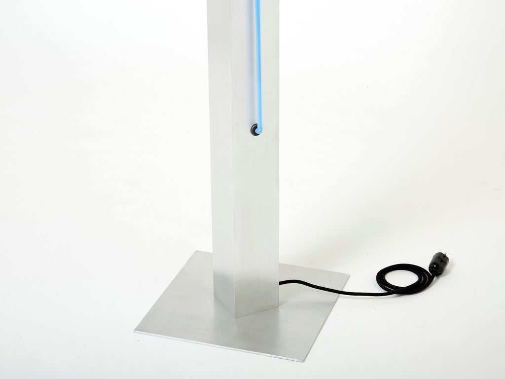 Blue Neon steel Floor Lamp by Rudi Stern and Dan Chelsea for Kovacs 1983