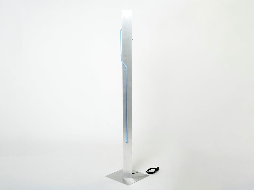 Blue Neon steel Floor Lamp by Rudi Stern and Dan Chelsea for Kovacs 1983