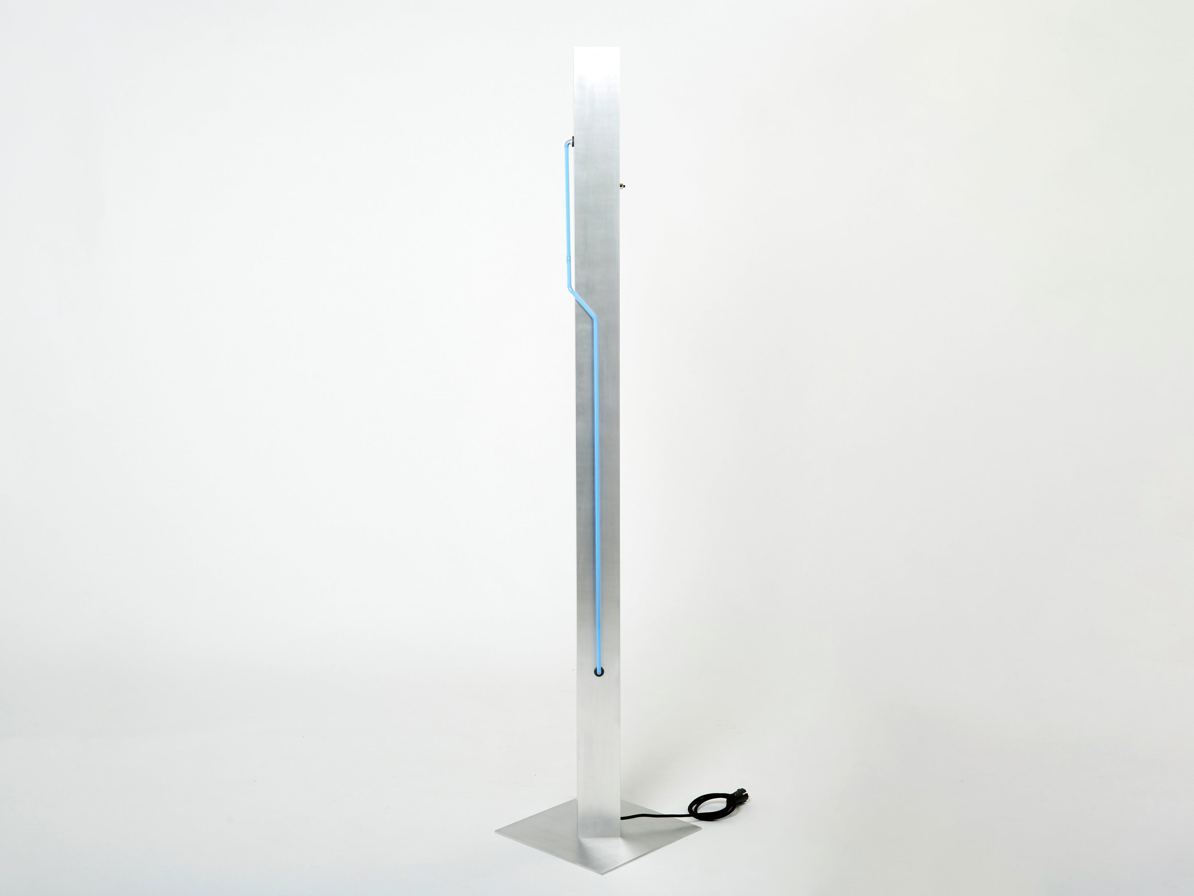 Blue Neon steel Floor Lamp by Rudi Stern and Dan Chelsea for Kovacs 1983