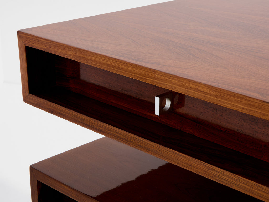 Bodil Kjaer rosewood chrome desk with cabinets Denmark 1960s