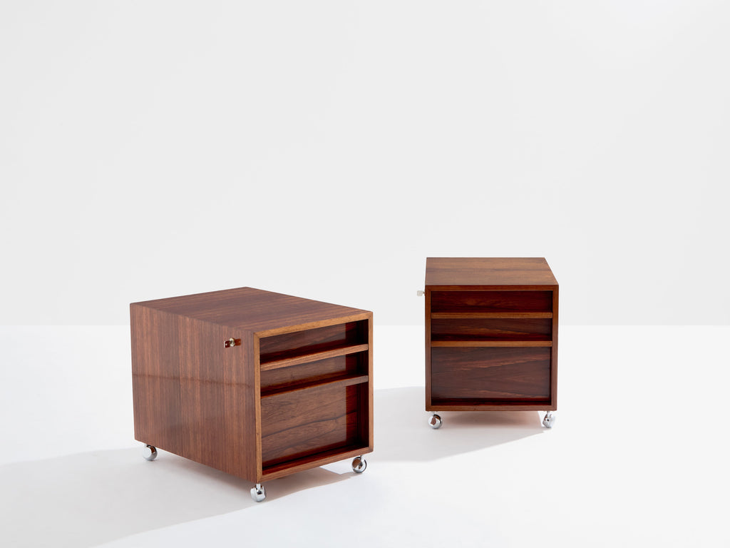 Bodil Kjaer rosewood chrome desk with cabinets Denmark 1960s