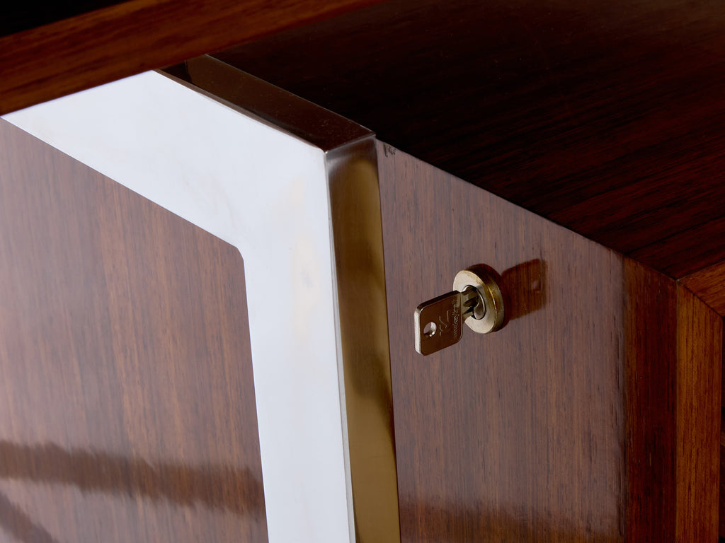 Bodil Kjaer rosewood chrome desk with cabinets Denmark 1960s
