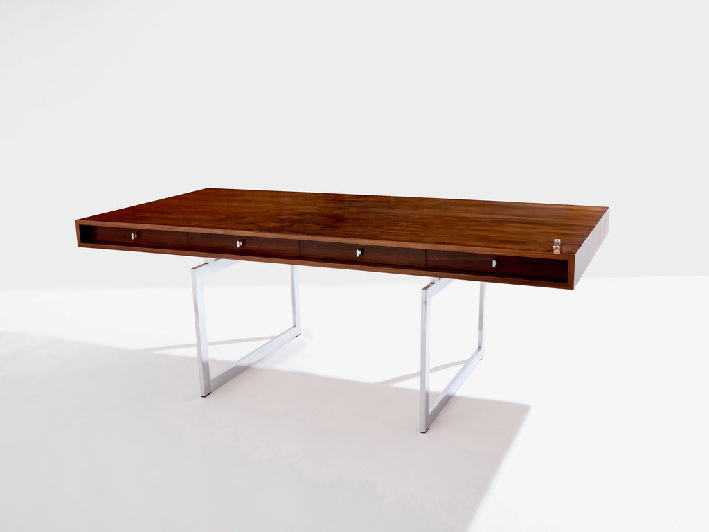 Bodil Kjaer rosewood chrome desk with cabinets Denmark 1960s