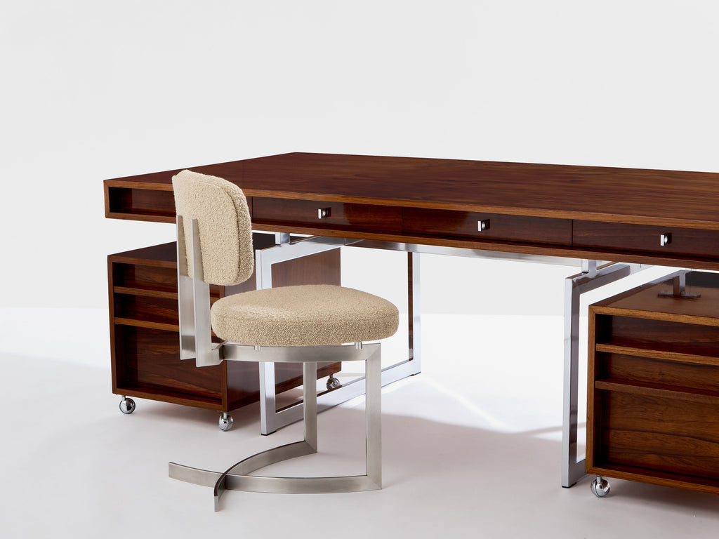 Bodil Kjaer rosewood chrome desk with cabinets Denmark 1960s
