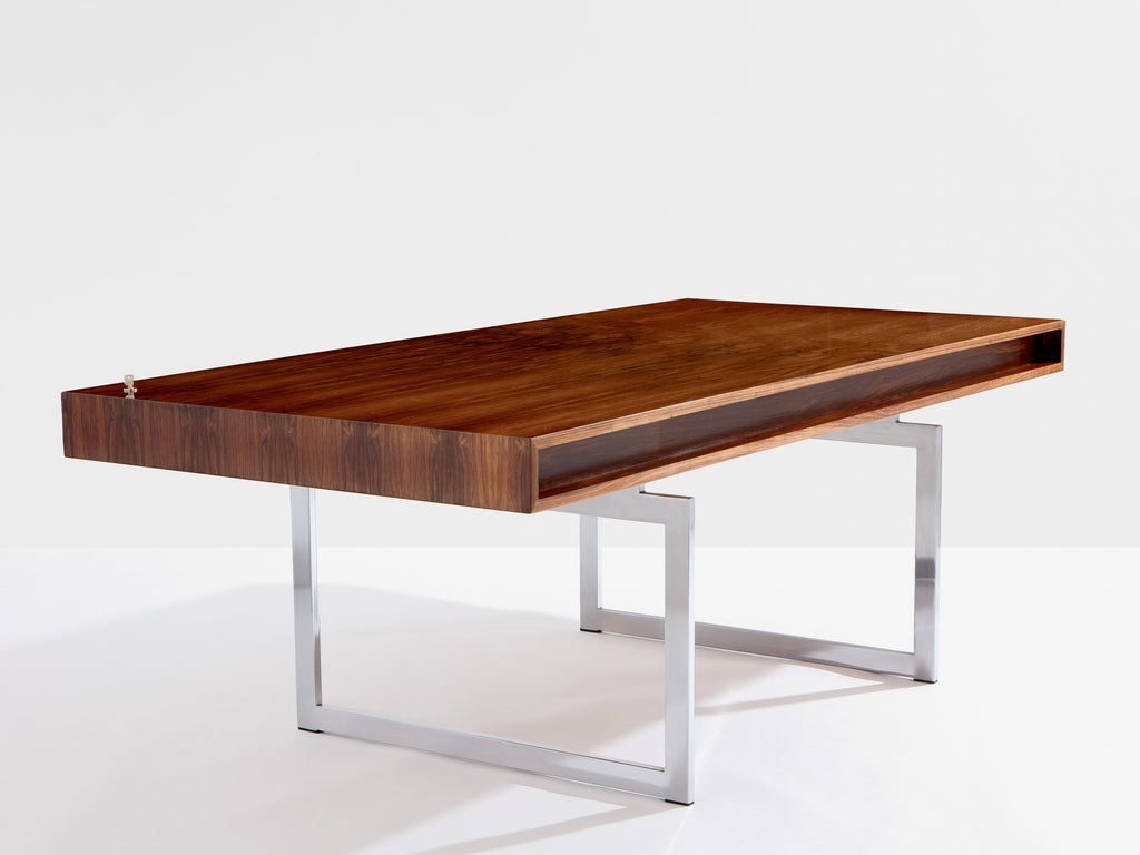 Bodil Kjaer rosewood chrome desk with cabinets Denmark 1960s