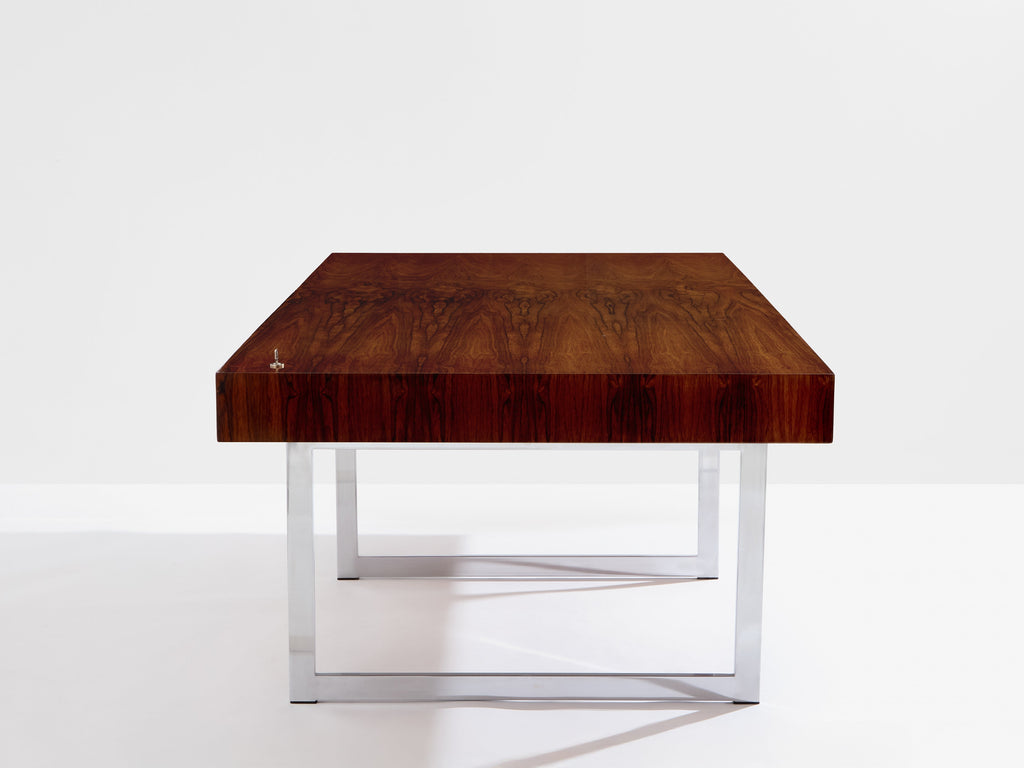 Bodil Kjaer rosewood chrome desk with cabinets Denmark 1960s